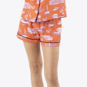 NWOT Katie Kime New York Toile PJ shorts only orange pink 2XL